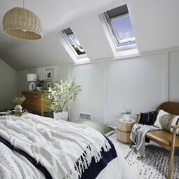 velux skylights in a  bedroom